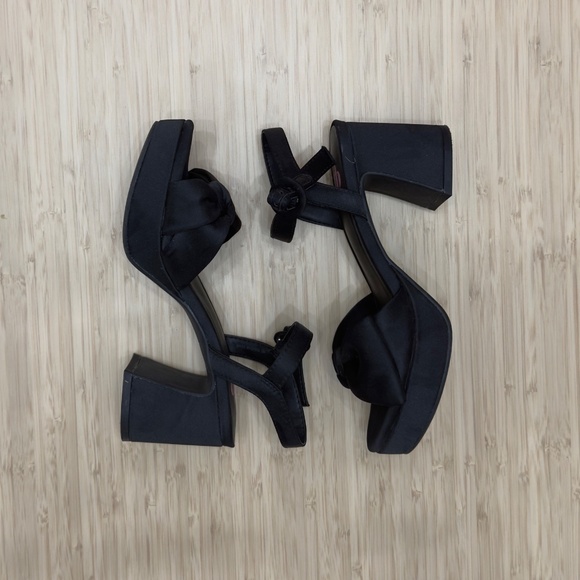 Girls' Sadie-Girl Satin Half Bow Platform Dress Sandals - size 2 Youth - Picture 6 of 10